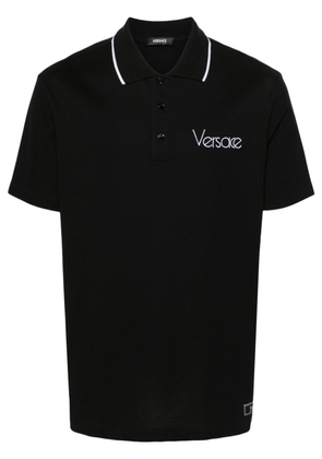 Versace logo-embroidered polo shirt - Black