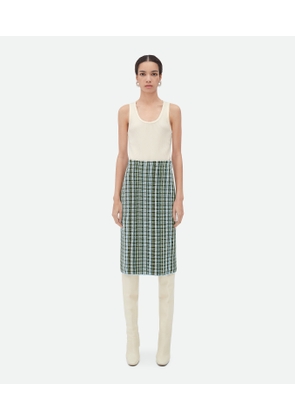 Bottega Veneta Cotton Viscose Check Skirt - Multicolor - Woman - XS - Linen, Viscose & Cotton