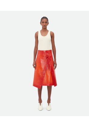 Bottega Veneta Degradè Effect Leather Skirt - Orange - Woman   Lambskin