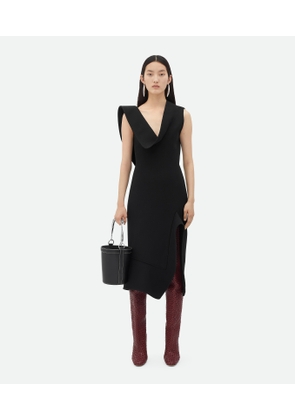 Bottega Veneta Structured Cotton Midi Dress - Black - Woman   Cotton, Viscose & Wool