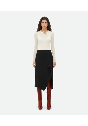 Bottega Veneta Structured Cotton Midi Skirt - Black - Woman   Cotton, Viscose & Wool