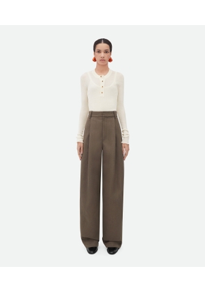 Bottega Veneta Soft Wool Twill Trousers - Brown - Woman   Wool