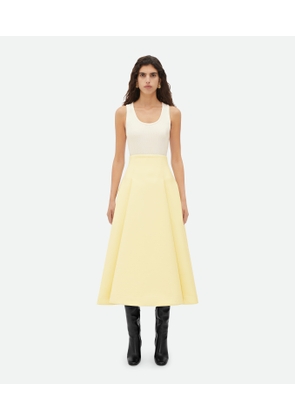 Bottega Veneta Compact Wool Wide Midi Skirt - Yellow - Woman   Wool