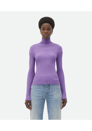 Bottega Veneta Light Silk Jumper - Purple - Woman - XS - Silk, Polyamide & Elastane
