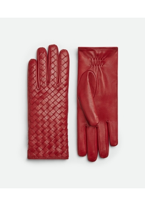 Bottega Veneta Leather Intrecciato Gloves - Red - Woman - 6.5 - Lambskin