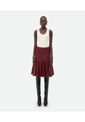 Bottega Veneta Leather A-line Skirt - Bordeaux - Woman   Lambskin