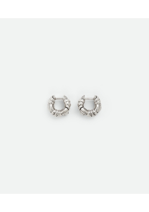 Bottega Veneta Pleat Mini Hoop Earrings - Silver - Woman -