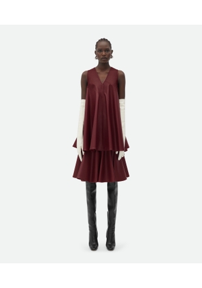 Bottega Veneta Leather A-line Dress - Bordeaux - Woman   Lambskin