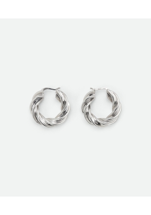 Bottega Veneta Pillar Twisted Hoop Earrings - Silver - Woman -