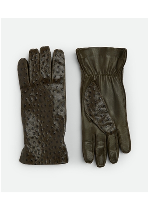 Bottega Veneta Ostrich-effect Leather Gloves - Brown -  - 7.5 - Goatskin