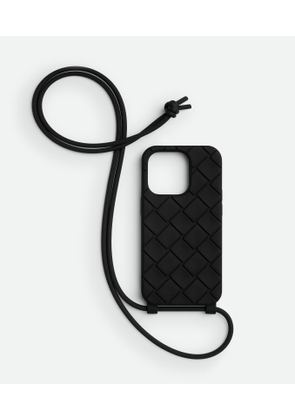 Bottega Veneta Iphone 15 Pro Case With Strap - Black - Man - Silicone