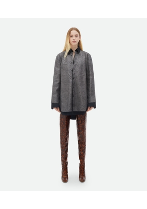 Bottega Veneta Ostrich-effect Leather Double Shirt Dress - Grey - Woman   Goatskin