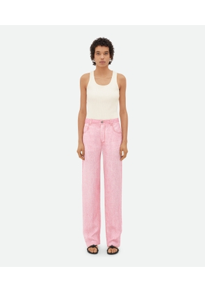 Bottega Veneta Printed Denim Viscose Trousers - Pink - Woman   Viscosa & Silk