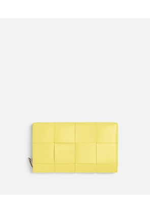 Bottega Veneta Cassette Zip Around Wallet - Yellow - Woman - Lamb Skin