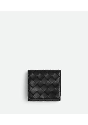 Bottega Veneta Intrecciato Compact Tri-fold Wallet - Black - Woman - Lamb Skin