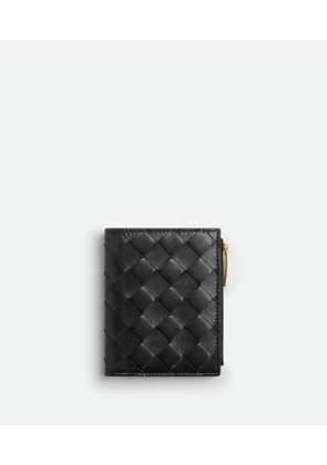 Bottega Veneta Small Intrecciato Bi-fold Zip Wallet - Black - Woman - Lambskin
