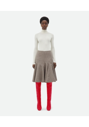 Bottega Veneta Wool Flannel A-line Skirt - Beige - Woman   Wool