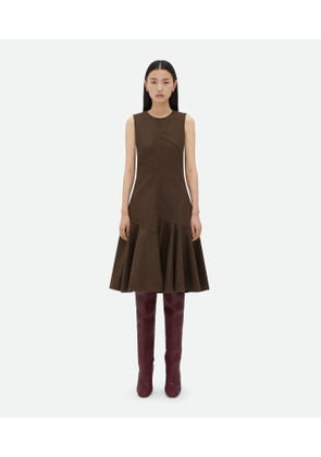 Bottega Veneta Wool Flannel Midi Dress - Brown - Woman   Wool