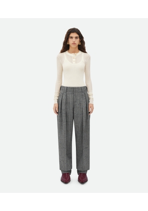 Bottega Veneta Viscose And Silk Criss-cross Wide Leg Trousers - Grey - Woman   Viscose, Silk & Polyester