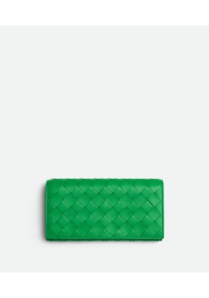 Bottega Veneta Intrecciato Large Flap Wallet - Green - Woman - Lambskin, Calfskin & Brass