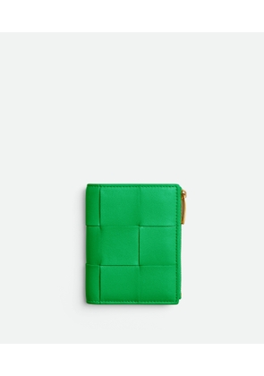 Bottega Veneta Small Cassette Bi-fold Zip Wallet - Green - Woman - Lambskin & Calfskin