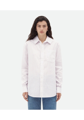 Bottega Veneta Crisp Cotton Silk Check Bandana Shirt - White - Woman   Cotton & Silk
