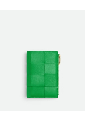Bottega Veneta Medium Cassette Bi-fold Zip Wallet - Green - Woman - Lamb Skin