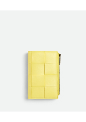 Bottega Veneta Medium Cassette Bi-fold Zip Wallet - Yellow - Woman - Lamb Skin