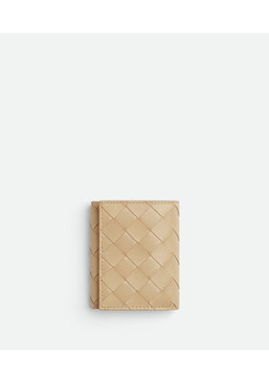 Bottega Veneta Small Intrecciato Tri-fold Zip Wallet - Beige - Woman - Lambskin & Calfskin