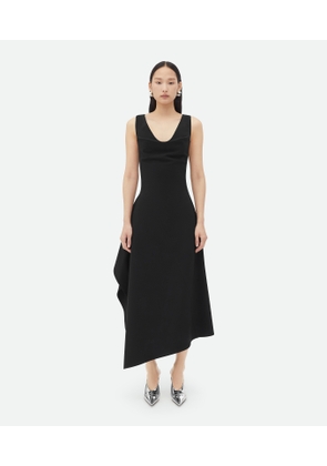 Bottega Veneta Stretch Cotton Asymmetric Midi Dress - Black - Woman   Cotton, Polyamide & Elastane