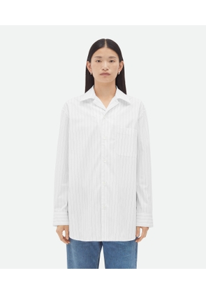 Bottega Veneta Cotton Pinstripe Shirt - White - Woman   Cotton