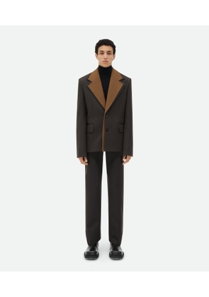Bottega Veneta Wool Jacket With Contrasting Collar - Brown -    Wool