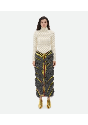 Bottega Veneta Jacquard Fringed Midi Skirt - Black - Woman - S - Cotton, Viscose & Wool