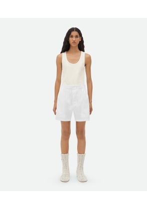 Bottega Veneta Cotton Pinstripe Shorts - White - Woman - S - Cotton