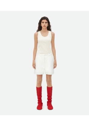 Bottega Veneta Printed Leather Striped Shorts - White - Woman - S - Lambskin