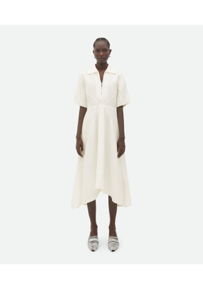 Bottega Veneta Viscose And Linen Midi Dress - White - Woman   Viscose & Linen