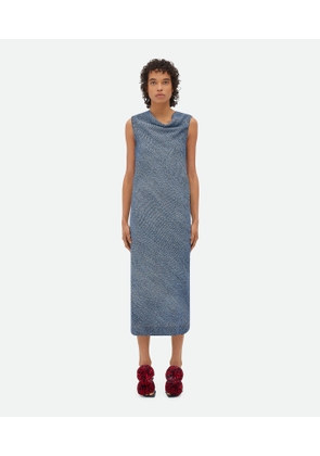 Bottega Veneta Printed Denim Viscose Dress - Blue - Woman   Viscosa & Silk