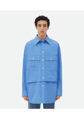 Bottega Veneta Cotton Double Layer Shirt - Blue - Man   Cotton