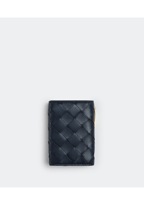 Bottega Veneta Small Intrecciato Tri-fold Zip Wallet - Blue - Woman - Lamb Skin