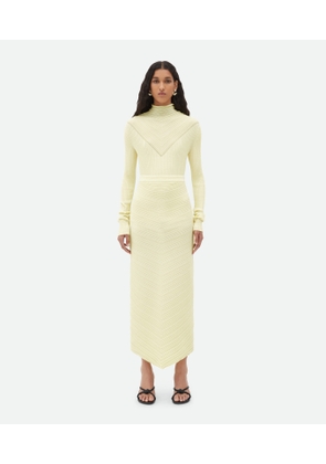Bottega Veneta Cotton Rib Midi Skirt - Yellow - Woman - S - Cotton & Polyammie