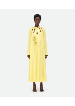 Bottega Veneta Fluid Viscose Twill Long Dress - Yellow - Woman   Viscose