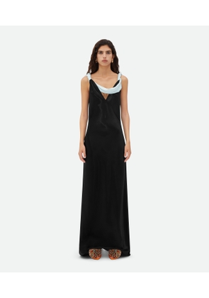 Bottega Veneta Textured Satin Long Dress - Black - Woman   Viscose & Cupro