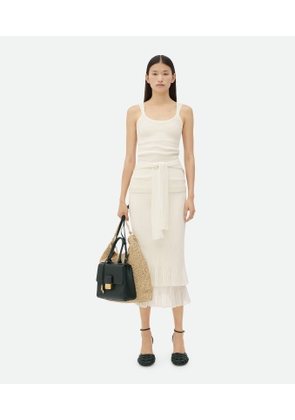 Bottega Veneta Two-in-one Light Cotton Midi Skirt - White - Woman - M - Cotton & Polyamide