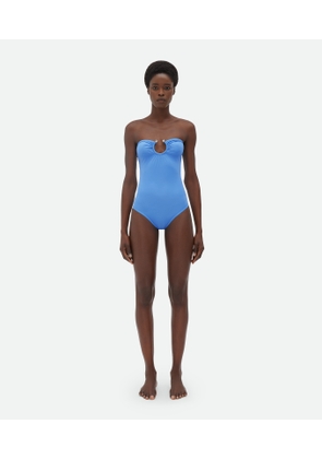 Bottega Veneta Stretch Nylon Swimsuit - Blue - Woman - S - Polyamide & Elastane