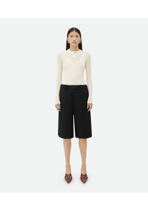 Bottega Veneta Light Wool Shorts - Black - Woman   Wool