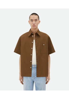Bottega Veneta Short-sleeved Cotton Shirt - Brown - Man   Cotton