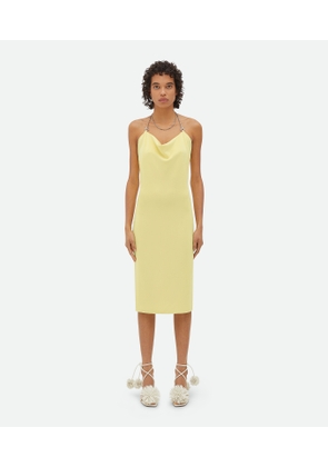 Bottega Veneta Viscose Midi Dress - Yellow - Woman - S - Viscose, Polyamide & Elastane