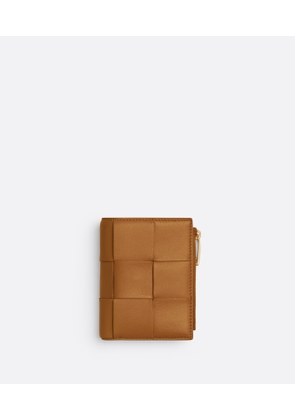 Bottega Veneta Small Bi-fold Zip Wallet - Brown - Woman - Lambskin & Calfskin