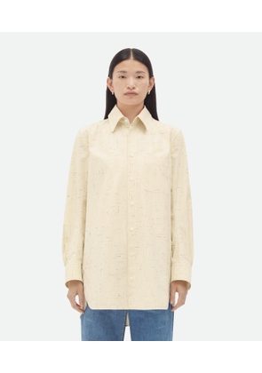 Bottega Veneta Textured Criss-cross Cotton Shirt - Yellow - Woman   Cotton, Viscose & Polyester