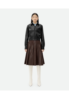 Bottega Veneta Elastic Waist Leather Jacket - Black - Woman   Lambskin